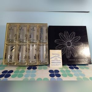 Libbey Set of 8, 15.5oz Glasses in Silver Foliage Pattern